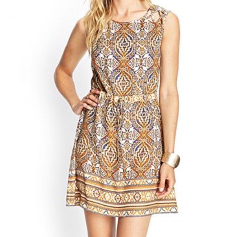 FOREVER-21 Southwest Medallion Print Mini Dress M